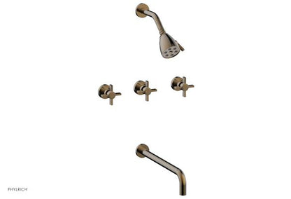 Phylrich - Basic Three Handle Tub and Shower Set 14 Inch Spout - Blade Cross Handles