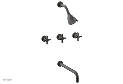 Phylrich - Basic Three Handle Tub and Shower Set 14 Inch Spout - Blade Cross Handles