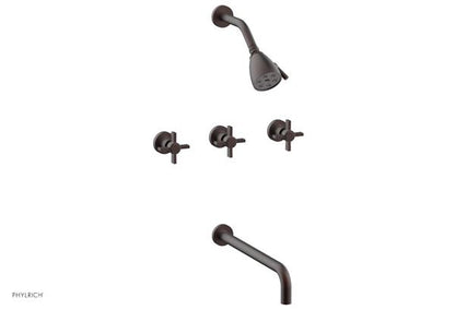 Phylrich - Basic Three Handle Tub and Shower Set 14 Inch Spout - Blade Cross Handles