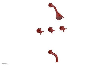 Phylrich - Basic Three Handle Tub and Shower Set 7-1/2 Inch Spout - Blade Cross Handles