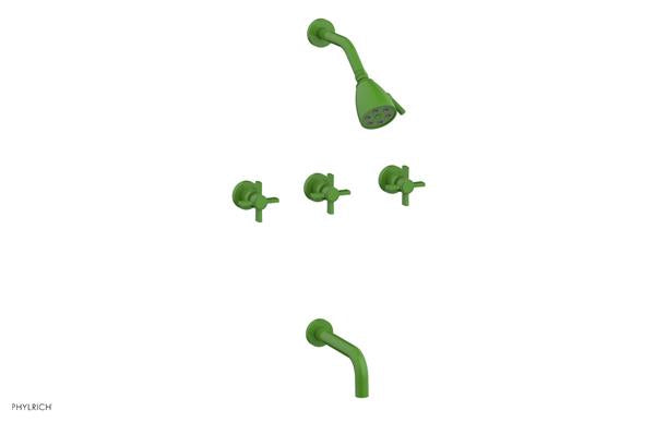 Phylrich - Basic Three Handle Tub and Shower Set 7-1/2 Inch Spout - Blade Cross Handles