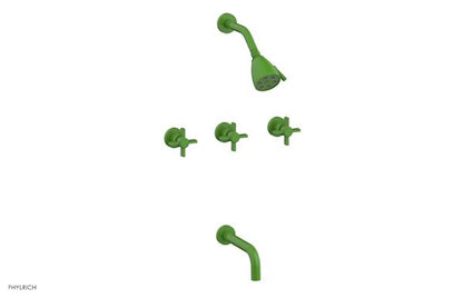 Phylrich - Basic Three Handle Tub and Shower Set 7-1/2 Inch Spout - Blade Cross Handles