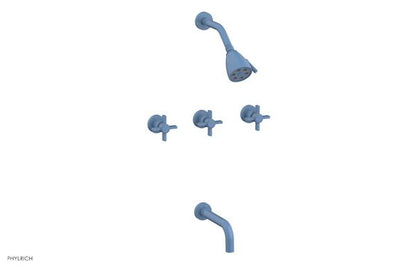 Phylrich - Basic Three Handle Tub and Shower Set 7-1/2 Inch Spout - Blade Cross Handles