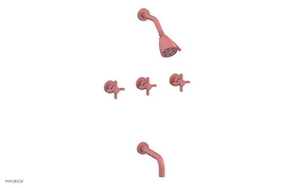 Phylrich - Basic Three Handle Tub and Shower Set 7-1/2 Inch Spout - Blade Cross Handles