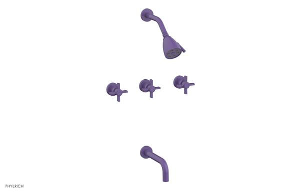 Phylrich - Basic Three Handle Tub and Shower Set 7-1/2 Inch Spout - Blade Cross Handles