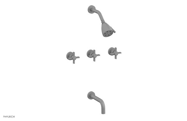 Phylrich - Basic Three Handle Tub and Shower Set 7-1/2 Inch Spout - Blade Cross Handles