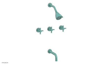 Phylrich - Basic Three Handle Tub and Shower Set 7-1/2 Inch Spout - Blade Cross Handles