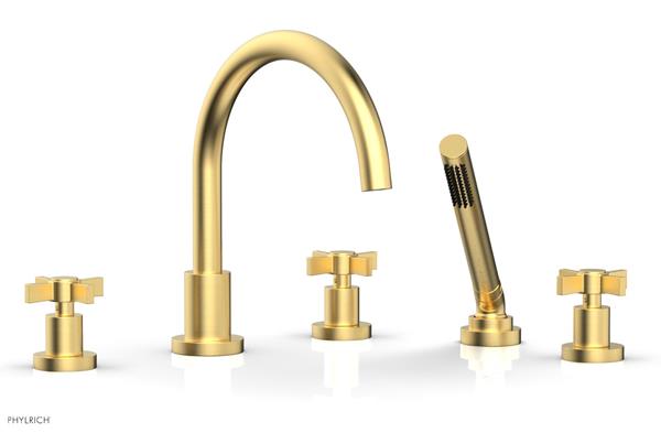Phylrich - Basic Deck Tub Set with Hand Shower - Blade Cross Handles