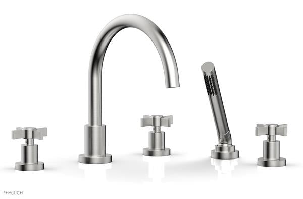 Phylrich - Basic Deck Tub Set with Hand Shower - Blade Cross Handles