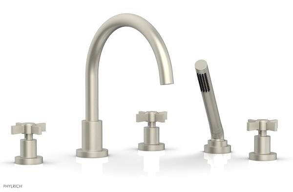 Phylrich - Basic Deck Tub Set with Hand Shower - Blade Cross Handles