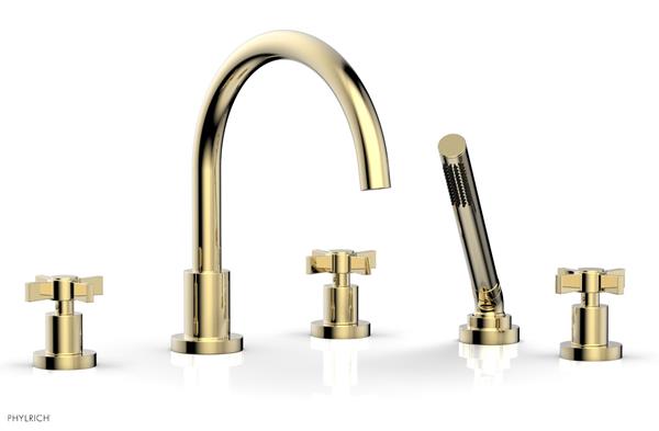 Phylrich - Basic Deck Tub Set with Hand Shower - Blade Cross Handles