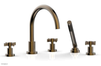 Phylrich - Basic Deck Tub Set with Hand Shower - Blade Cross Handles