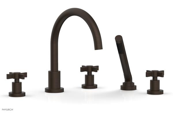 Phylrich - Basic Deck Tub Set with Hand Shower - Blade Cross Handles