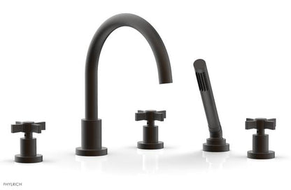 Phylrich - Basic Deck Tub Set with Hand Shower - Blade Cross Handles