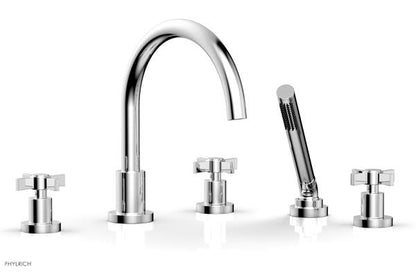 Phylrich - Basic Deck Tub Set with Hand Shower - Blade Cross Handles