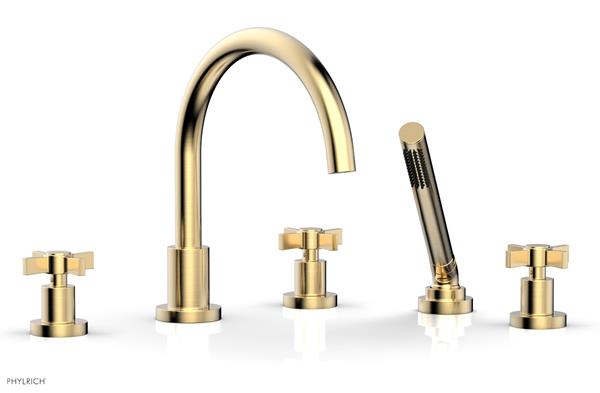 Phylrich - Basic Deck Tub Set with Hand Shower - Blade Cross Handles