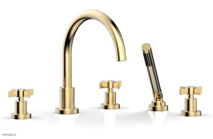 Phylrich - Basic Deck Tub Set with Hand Shower - Blade Cross Handles