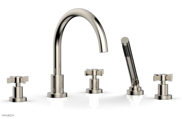 Phylrich - Basic Deck Tub Set with Hand Shower - Blade Cross Handles