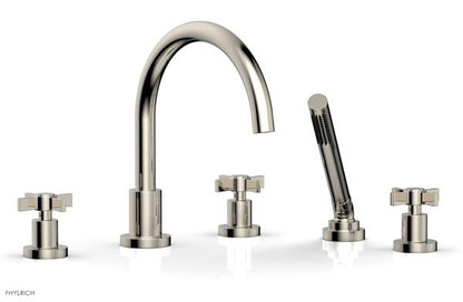 Phylrich - Basic Deck Tub Set with Hand Shower - Blade Cross Handles