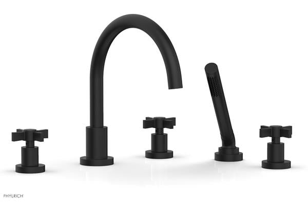 Phylrich - Basic Deck Tub Set with Hand Shower - Blade Cross Handles