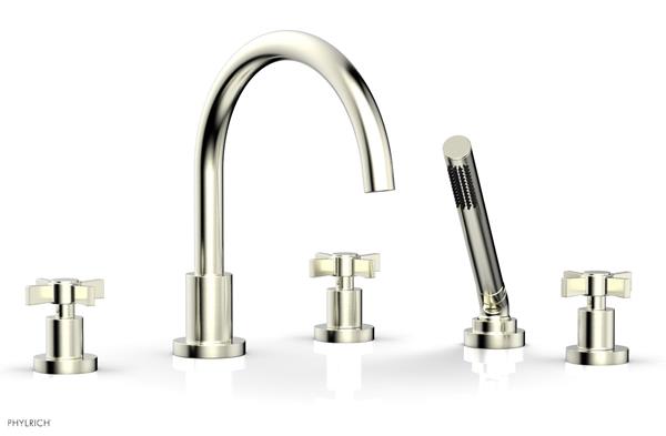 Phylrich - Basic Deck Tub Set with Hand Shower - Blade Cross Handles