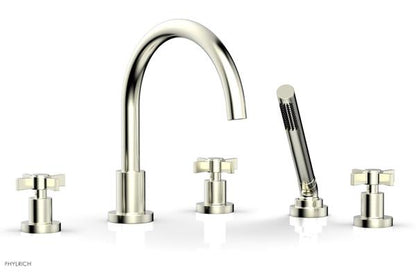 Phylrich - Basic Deck Tub Set with Hand Shower - Blade Cross Handles