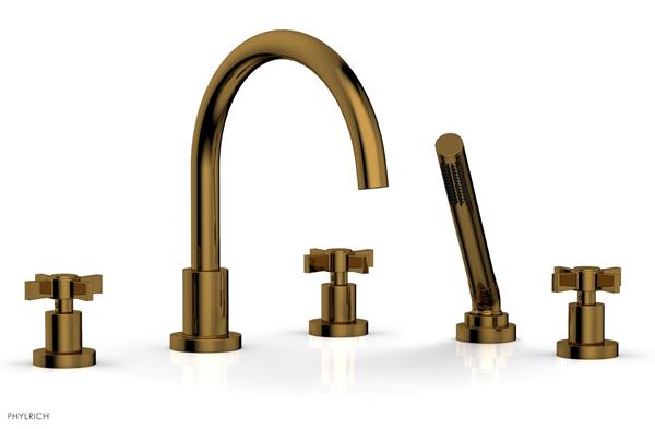 Phylrich - Basic Deck Tub Set with Hand Shower - Blade Cross Handles