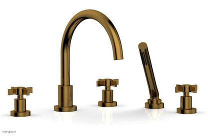 Phylrich - Basic Deck Tub Set with Hand Shower - Blade Cross Handles
