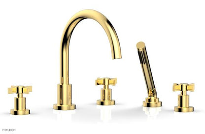 Phylrich - Basic Deck Tub Set with Hand Shower - Blade Cross Handles