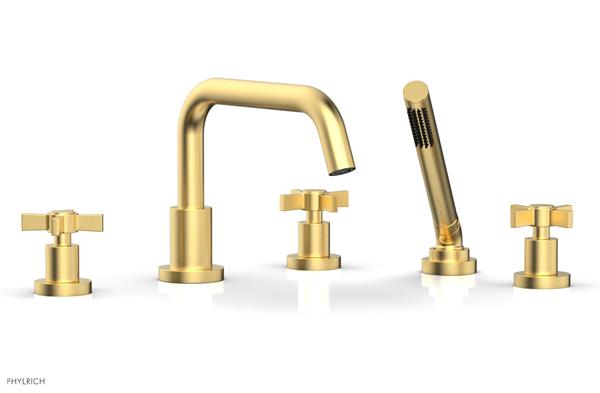 Phylrich - Basic Deck Tub Set with Hand Shower - Blade Cross Handles