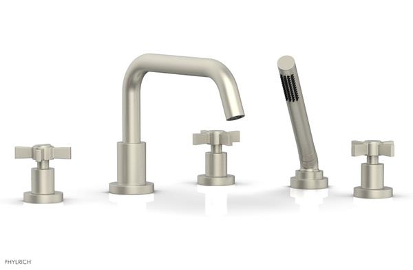 Phylrich - Basic Deck Tub Set with Hand Shower - Blade Cross Handles