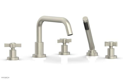 Phylrich - Basic Deck Tub Set with Hand Shower - Blade Cross Handles