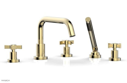Phylrich - Basic Deck Tub Set with Hand Shower - Blade Cross Handles