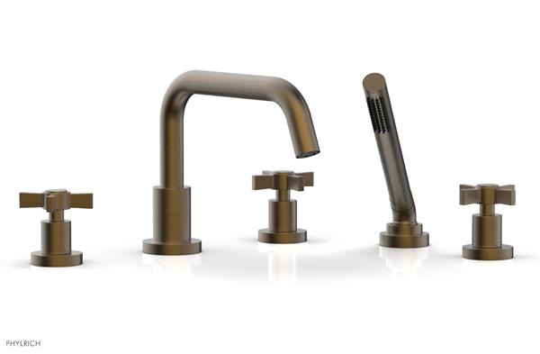 Phylrich - Basic Deck Tub Set with Hand Shower - Blade Cross Handles