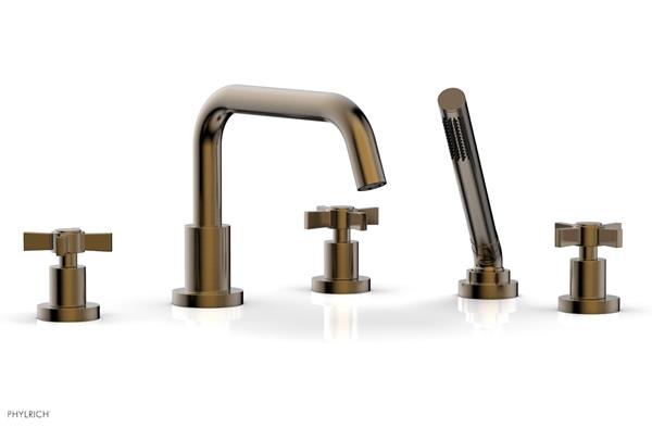 Phylrich - Basic Deck Tub Set with Hand Shower - Blade Cross Handles