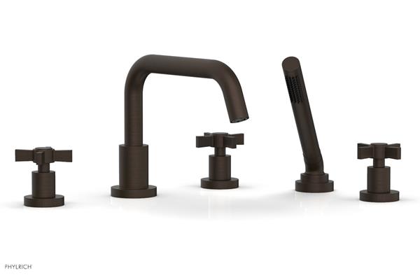 Phylrich - Basic Deck Tub Set with Hand Shower - Blade Cross Handles