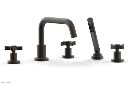 Phylrich - Basic Deck Tub Set with Hand Shower - Blade Cross Handles