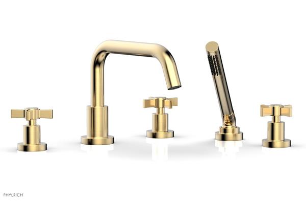 Phylrich - Basic Deck Tub Set with Hand Shower - Blade Cross Handles