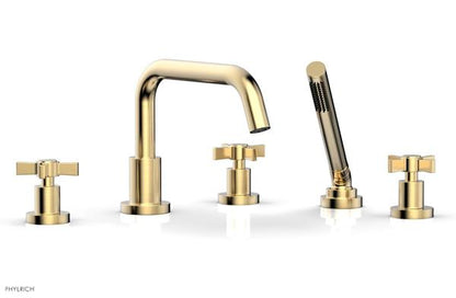 Phylrich - Basic Deck Tub Set with Hand Shower - Blade Cross Handles