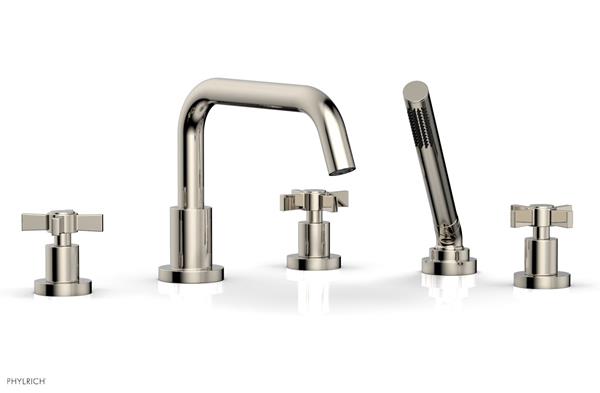 Phylrich - Basic Deck Tub Set with Hand Shower - Blade Cross Handles