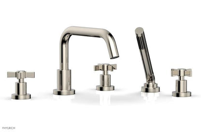 Phylrich - Basic Deck Tub Set with Hand Shower - Blade Cross Handles
