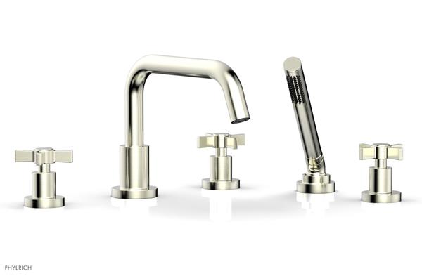 Phylrich - Basic Deck Tub Set with Hand Shower - Blade Cross Handles