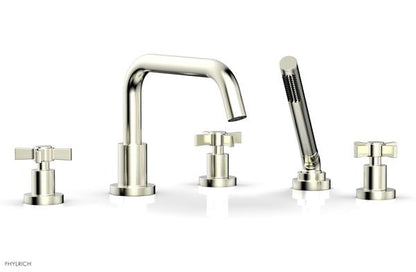 Phylrich - Basic Deck Tub Set with Hand Shower - Blade Cross Handles