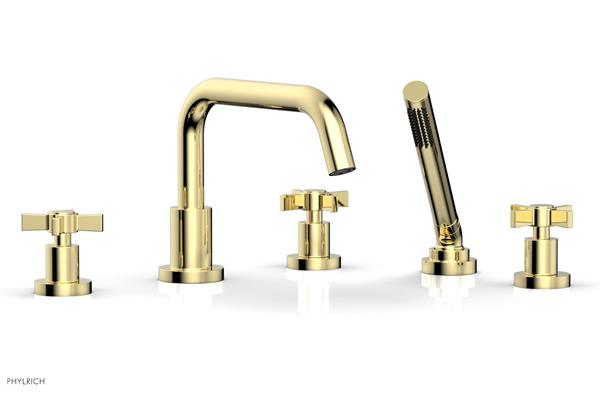 Phylrich - Basic Deck Tub Set with Hand Shower - Blade Cross Handles