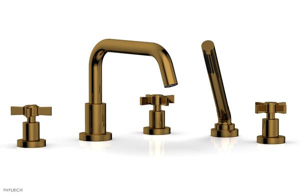 Phylrich - Basic Deck Tub Set with Hand Shower - Blade Cross Handles