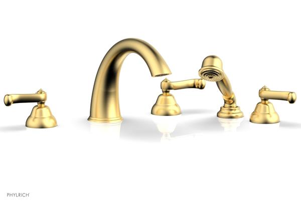 Phylrich - Revere & Savannah Deck Tub Set with Hand Shower Complete Set - Curved Lever Handles