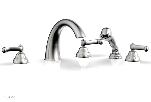 Phylrich - Revere & Savannah Deck Tub Set with Hand Shower Complete Set - Curved Lever Handles