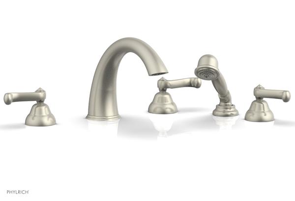 Phylrich - Revere & Savannah Deck Tub Set with Hand Shower Complete Set - Curved Lever Handles