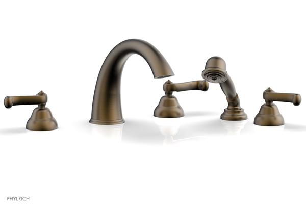 Phylrich - Revere & Savannah Deck Tub Set with Hand Shower Complete Set - Curved Lever Handles