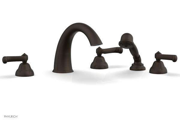 Phylrich - Revere & Savannah Deck Tub Set with Hand Shower Complete Set - Curved Lever Handles